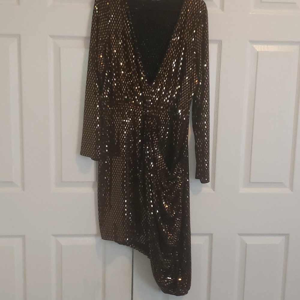 Black/Gold Midi Dress